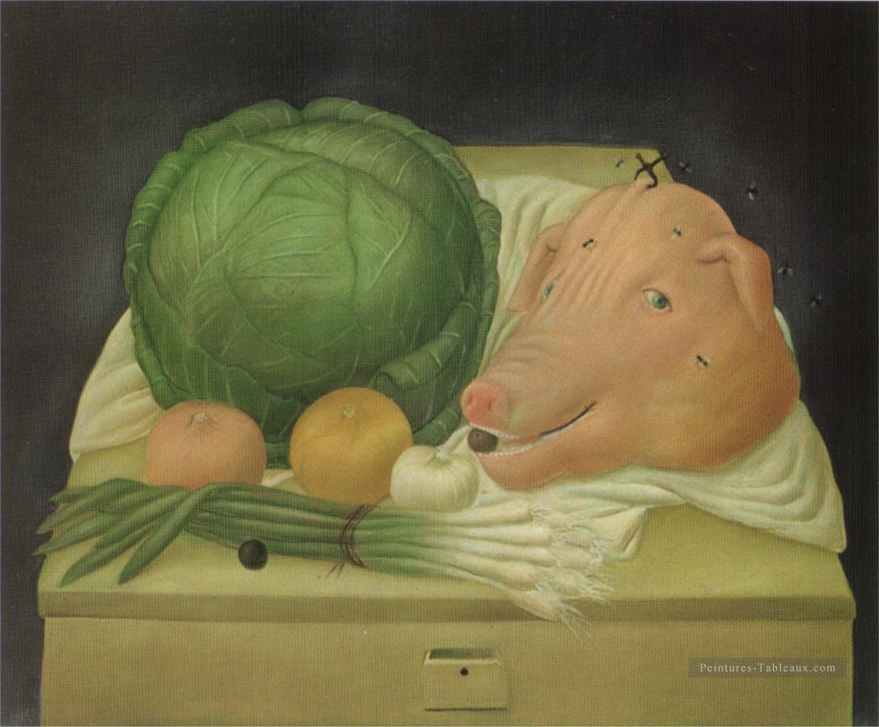 Nature morte à la tête de porc Fernando Botero Peintures à l'huile